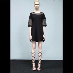 Robert Rodriguez Mesh Sleeve Little Black Dress | Size Small Minimalist Designer